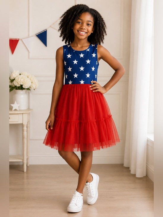 Other - Patriotic Blue Star Tank Top with Red Tulle Skirt USA Dress 🇺🇸🇺🇸🇺🇸🇺🇸 size 10
